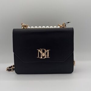 NWT Badgley Mischka Black Pearl-Handle Crossbody Bag with Gold Hardware
